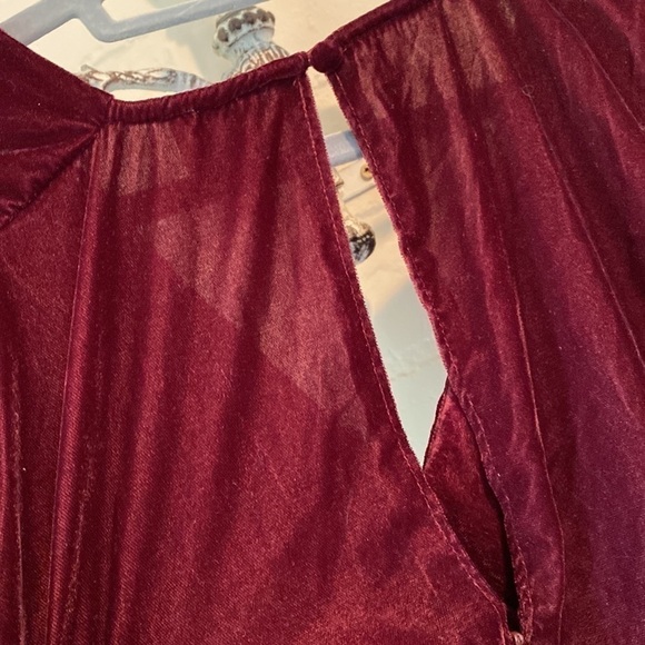 ASOS red dress velour velvet‎ faux wrap size 4 - Picture 5 of 6